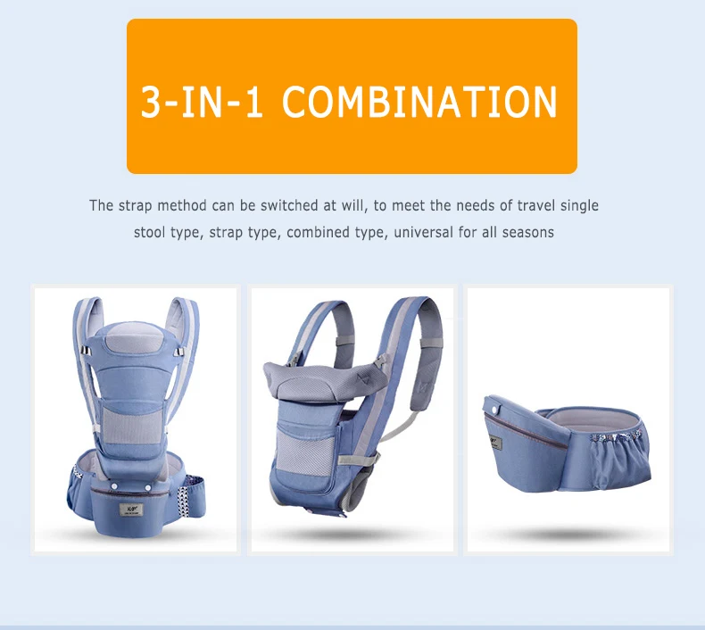 Breathable Ergonomic Baby Carrier Infant Baby Hipseat Carrier 3 In 1 Front Facing Ergonomic Kangaroo Baby Wrap Sling 0-48 Month Breathable Ergonomic Baby Carrier Infant Baby Hipseat Carrier 3 In 1 Front Facing Ergonomic Kangaroo Baby Wrap Sling 0-48 Month