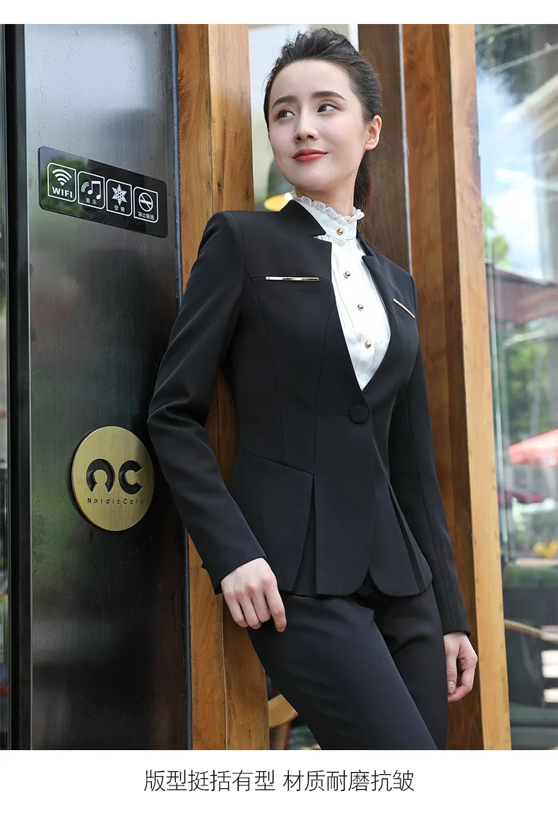 Women Formal Suits Office Lady Work Wear Uniform Design Autumn Winter Pants Blazer Set Fashion Plus Size Jacket Suit Female 2020