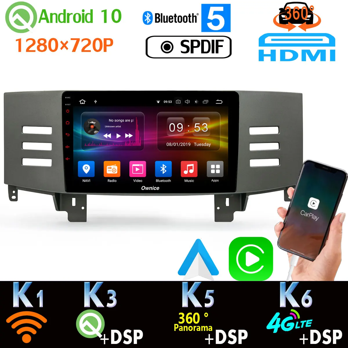 360 панорамная камера 4G SIM WiFi Android 10 0 4 Гб + 64 SPDIF DSP CarPlay Автомобильный плеер для Toyota Reiz