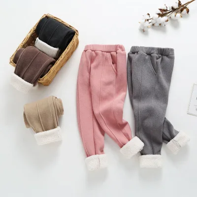 Girl Pants Autumn Winter New Baby Girl Casual Pants Kids Warm Velvet Thick Trousers Toddler Outwear Winter Leggings Girls