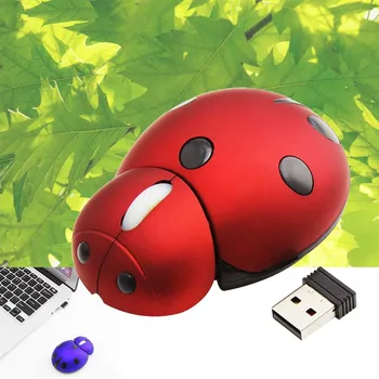 

Portable Mini Mouse 2.4Ghz Wireless 1200DPI Cute Lady bug Creative Design Mice Laser Mouse Cute gifts for girls Mini Mute Mouse