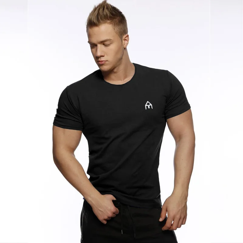 Triceps, Спортивная, фитнес, короткий рукав, мужская, летняя, хлопок, тонкая, белая, короткий рукав, футболка, мужская, половина рукава, Базовая рубашка