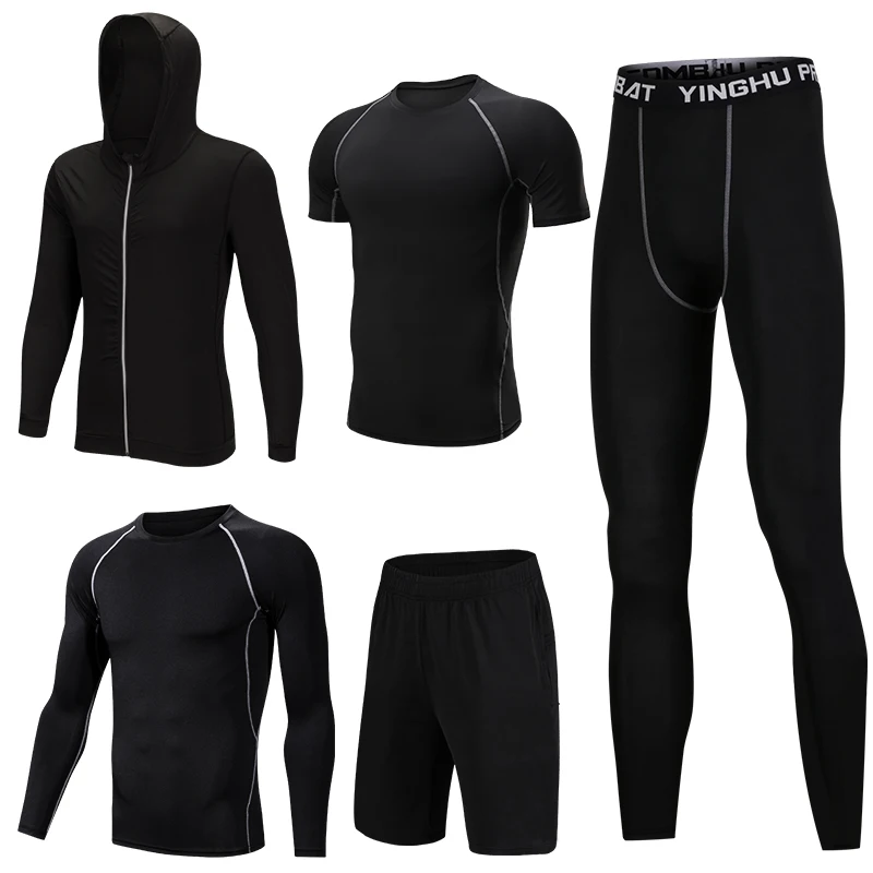 5PCS Set Men's Compression GYM Tights Sports Sportswear Suits Training Clothes Suits Workout Jogging Clothing Tracksuit Sports 5PCS Set Men's Compression GYM Tights Sports Sportswear Suits Training Clothes Suits Workout Jogging Clothing Tracksuit Sports