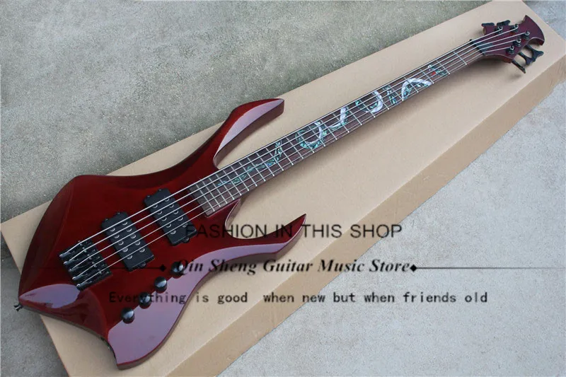 

free shipping 4 strings electric bass guitar with neck set in body,maple neck,rosewood fingerboard with snake inlay