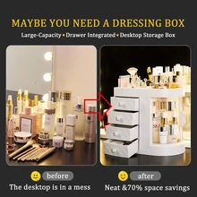 Desktop Cosmetic Storage Box Lipsticks Makeup brush Drawer Makeup Organizer Dressing Table Skin Care Rack House Container NEW