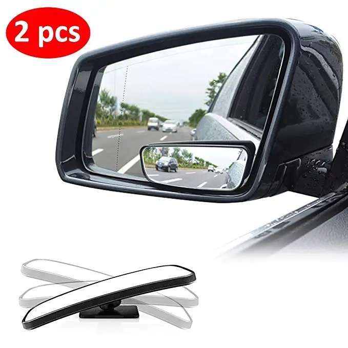 Blind Spot Mirror Convex Rear View Mirror Car Side Mirror HD Glass 2-Way Installation Mirrors Adjustable Rearview Panoramic Wide Angle View Universal Fit Safer Lane Changes Rectangle Shape 2PCS 