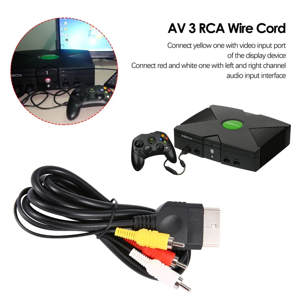 Замена 6FT аудио видео композитный кабель AV 3 провод RCA шнур для Xbox оригинальный классический
