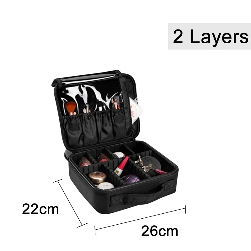 2 Layers 26x22x12cm Косметичка для кистей для макияжа чехол для поезда Профессиональный вагончик портативный дорожный органайзер для хранения косметический чехол Прямая поставка - Цвет: 2 Layers 26x22x12cm