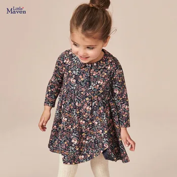 

Little maven Dress Baby Girl Fancy Dress for Autumn New Girl's Long Sleeve Dress Children Floral Print Beautiful Princess Dress