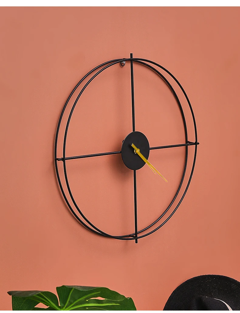 Wrought Iron Clock Wall Decoration Restaurant Background Hanging Decor Pendant Creative Simple Home Decoration Office Ornaments