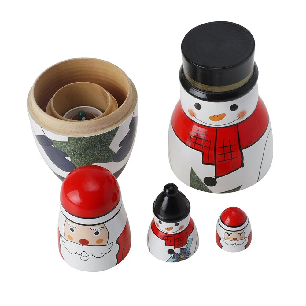 5 шт./компл. деревянный русская Matryoshka Снеговик Санта Клаус матрешка подарок корабля