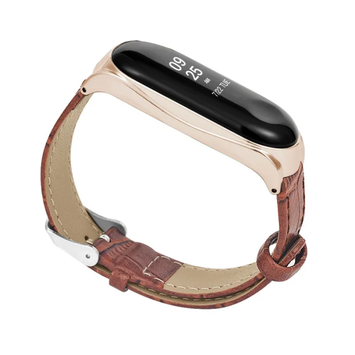 Кожаный ремешок браслет ремешок с металлическим чехлом для Xiaomi Mi Band 4 LHB99