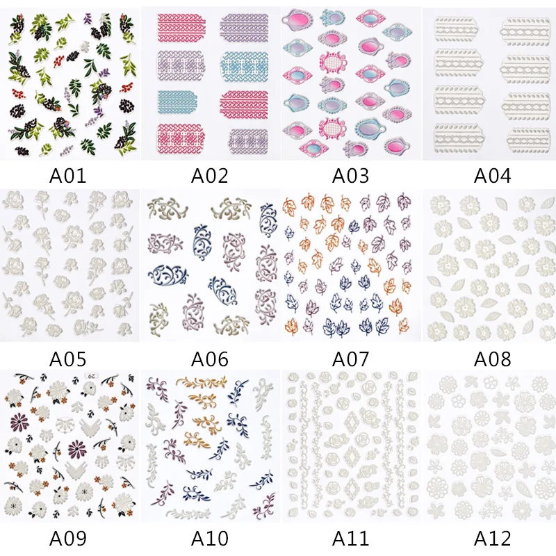 3D украшения для нейл арта акриловая гравировка натуральные листья цветов