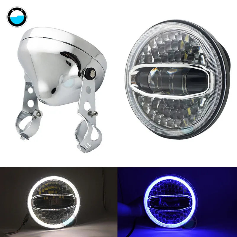 set B 7 дюймовый светодиодный moto rcycle фара moto черного цвета с углом глаза для Touring ультраклассический Electra Street Glide Road King Yamaha - Цвет: set B
