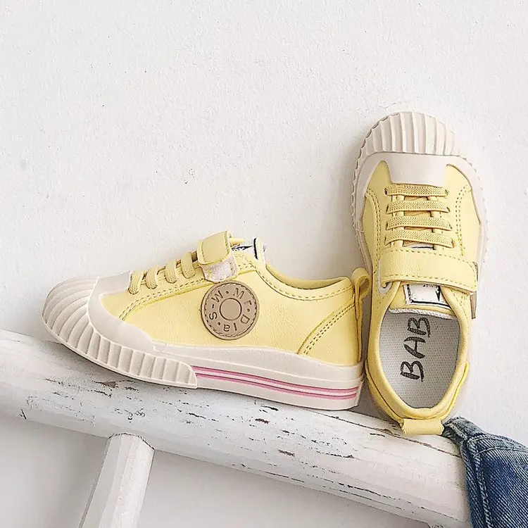 Autumn Kid's Shoes Casuals Hook& Loop Solid Shallow Round Toe Neutral Flat Heels Non-slip TB-916 - Цвет: Цвет: желтый