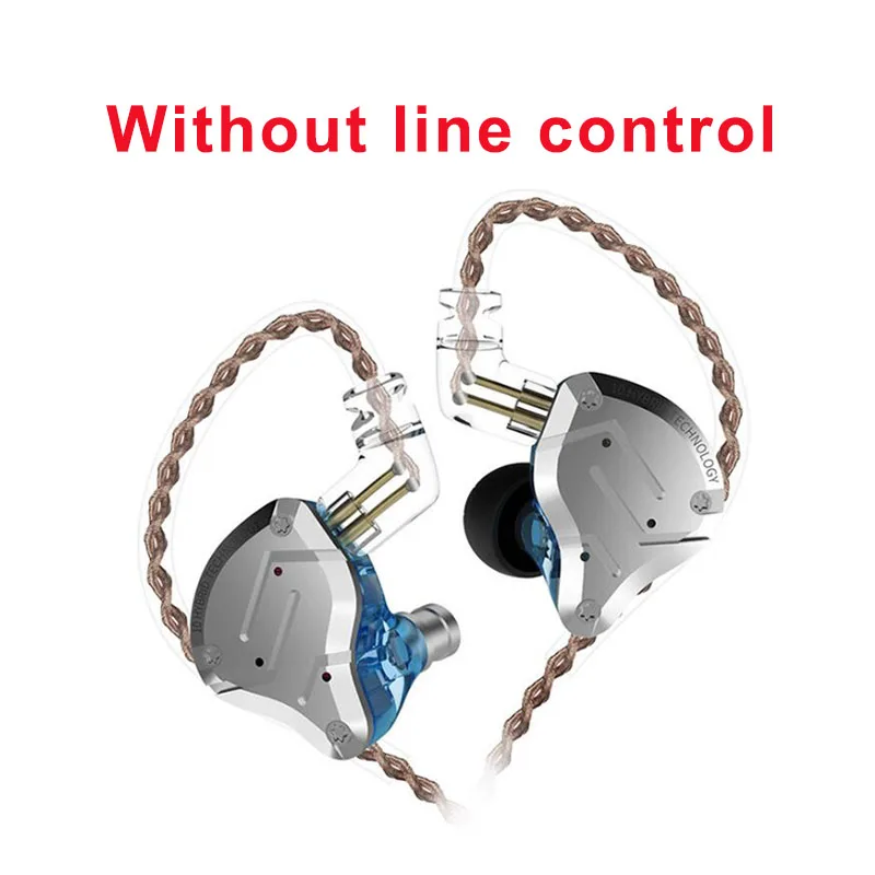 Новинка KZ ZS10 Pro проводные наушники-вкладыши кольцо Железный наушник 4 сбалансированные арматуры+ 1 динамический 10 блок подвижные металлические наушники 3,5 мм - Цвет: Blue no control