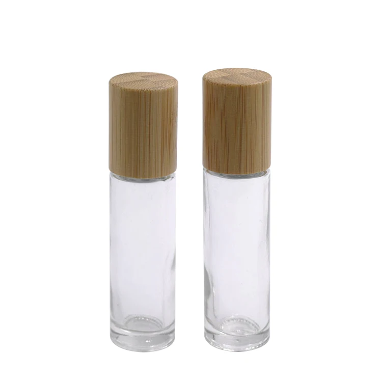 clear Натуральные крышки из бамбука косметическая упаковка attar духи контейнер прозрачный 10 мл рулон на стеклянной бутылке со стальным металлическим шариком - Цвет: clear