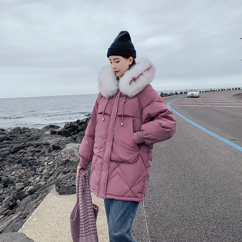 Теплое плотное Женское пальто 2019 Новое поступление Модная женская зимняя парка с меховым воротником Повседневная парка с капюшоном
