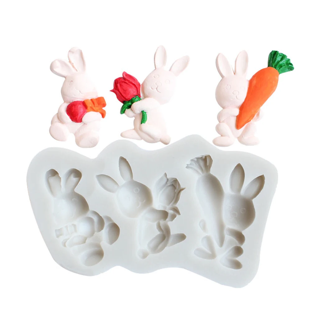 3D Кролик Пасхальный кролик помадка силиконовая форма украшение инструмент мусс шоколадный торт форма для мастики Мягкая Керамика выпечки инструменты