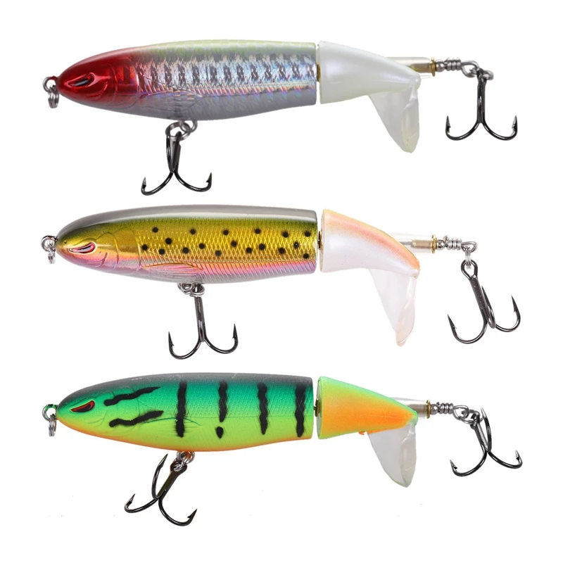Whopper Popper Topwater Fishing Lure 13G 9Cm Artificial Bait Hard Fishing Plopper Hook Soft Rotating Tail Fishing Tackle 4#& 5