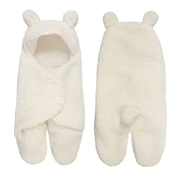 

Newborn Baby Blanket Swaddle Wrap Winter Cotton Plush Hooded Sleeping Bag 0-12M