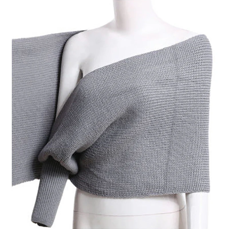 Женский сексуальный свитер с открытыми плечами обёртывать накрест Короткие топы пуловер Трикотаж