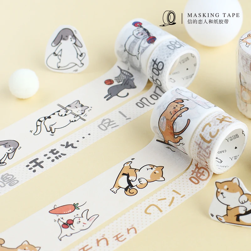 2 шт./компл. Kawaii Fat Pet Sports встреча серии DIY самоклеящаяся бумага васи маскировочная