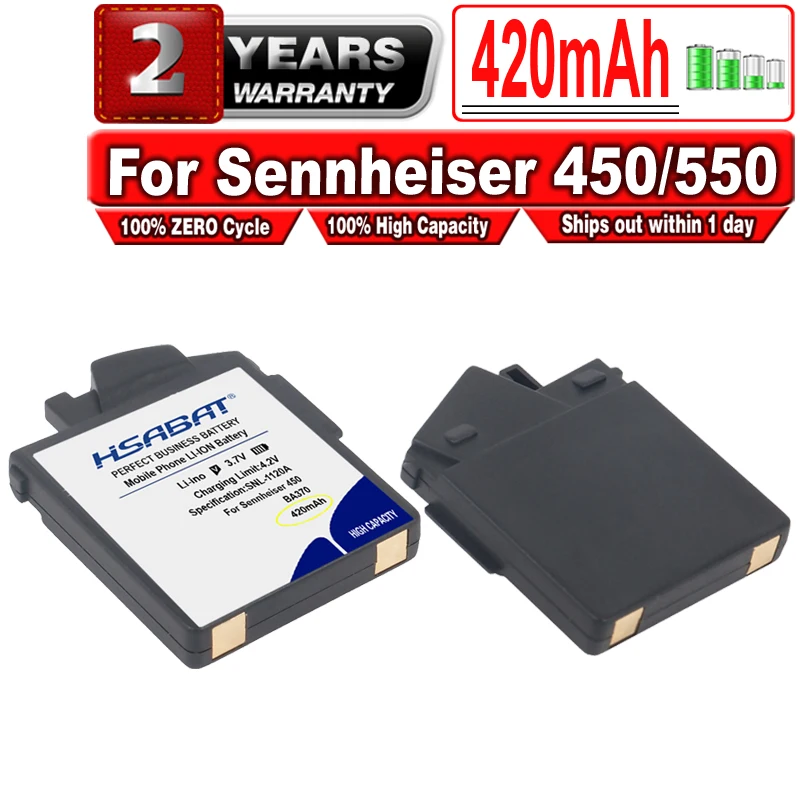Аккумулятор HSABAT 420 мАч BA370 для Sennheiser 450 550 MM400 PX210BT PX360 360BT PXC310 | Мобильные телефоны и