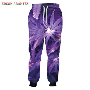 

Fashion Brand Purple Sweatpants Women Men Funny Weed Leaf Print Joggers Pants Unisex 3D Graphic Loose Fitness Trousers Custom