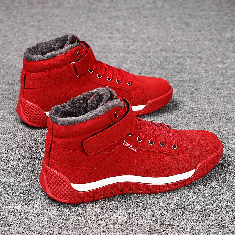 Новинка года; зимние ботинки; Мужская зимняя теплая хлопковая обувь; молодежные теплые хлопковые ботинки; мужские ботинки - Цвет: Красный