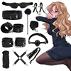 Jiuai 10pcs Set Leather Kits Bondage Handcuffs Nipple Clamps Whip Gag Sex Toys For Adult Game 1