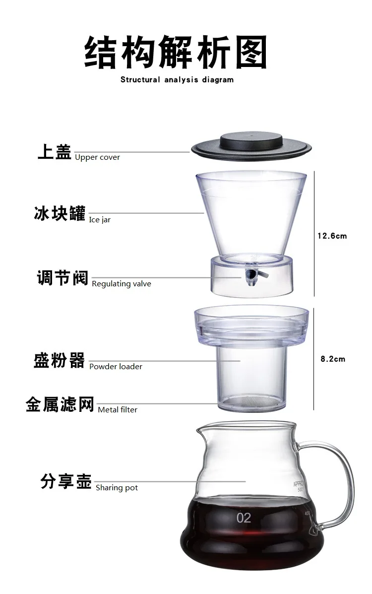 500 мл кафе filtro herramientas de cafeteras con filtros de Caffee gotero Caffee de olla de hielo frio cafet