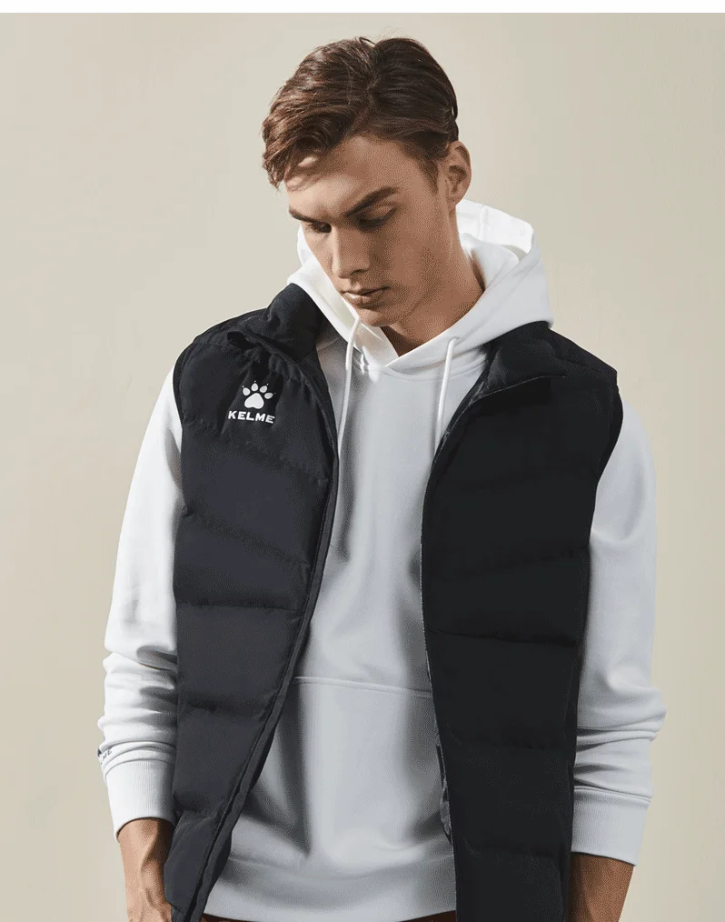 KELME Мужская бархатная спортивная куртка без рукавов, хлопковое пальто с логотипом на заказ, тренировочный жилет для футбола, теплая куртка, ветрозащитная 3891412