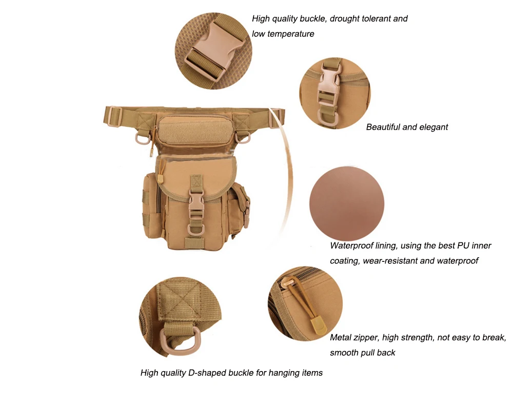 Military Tactical Molle Drop Leg Bag Tool Fanny Thigh Pack Hunting Bag Waist Pack Hiking Riding Men Camping Military Nylon Packs