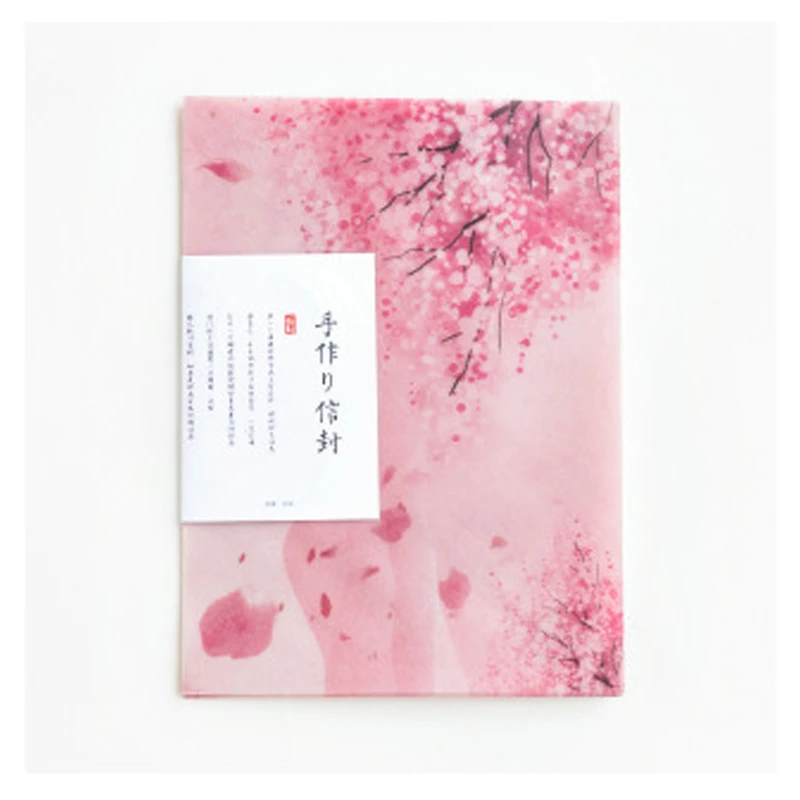 Coloffice 3PCs Envelops+ 4PCs Sealing stickers Sakura Handmade Sulfuric Acid Paper Envelope Thanksgiving Gifts Girl Stationery - Цвет: 3