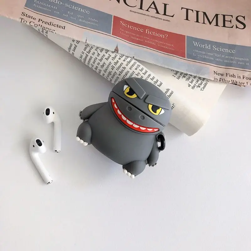 Уникальный защитный силиконовый чехол с монстрами для Airpods 1/2, комплект для карабинов