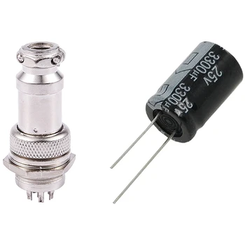 

Polarized 3300UF 25V Aluminum Electrolytic Capacitors 20 Pcs with 2Pcs Aviation Plugs Male Female Connectors 6 Pin