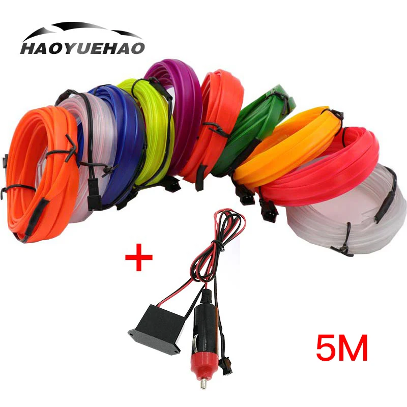 

Haoyuehao 10 Color LED Car Light 1 Cold Light + Cigarette Light Drive 5M DC 12V Car Accessories Car Atmosphere Lamp Cold Light