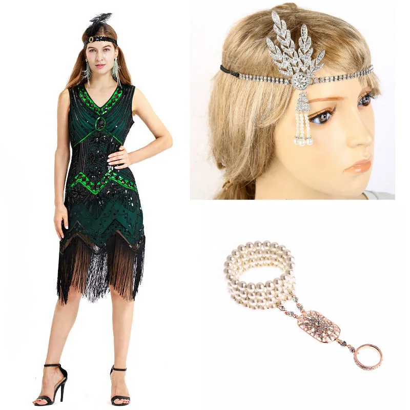 1920s Flapper платье Грейт Гэтсби вечерние платья с блестками и бахромой платье размера плюс