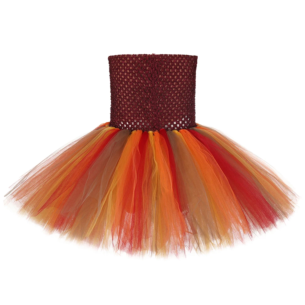 Fall Autumn Girl Tutu Dress Baby Toddler Brown Leaf Birthday Party Role Play Dress Up 1-10Y Kids Halloween Thanksgiving Costumes