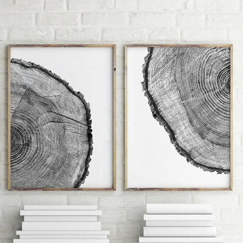 

Wood Tree Ring Canvas Art Painting Wall Pcitures Black and White Rustic Wood Canvas Prints Home Modern Woodwork Posters Decor
