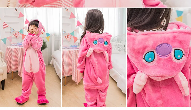 Animals Pajamas Children Onesie Boys Girls Cosplay Costume Party Pink Rabbit Kids Fairy Tale Flannel Warm Sleepwear