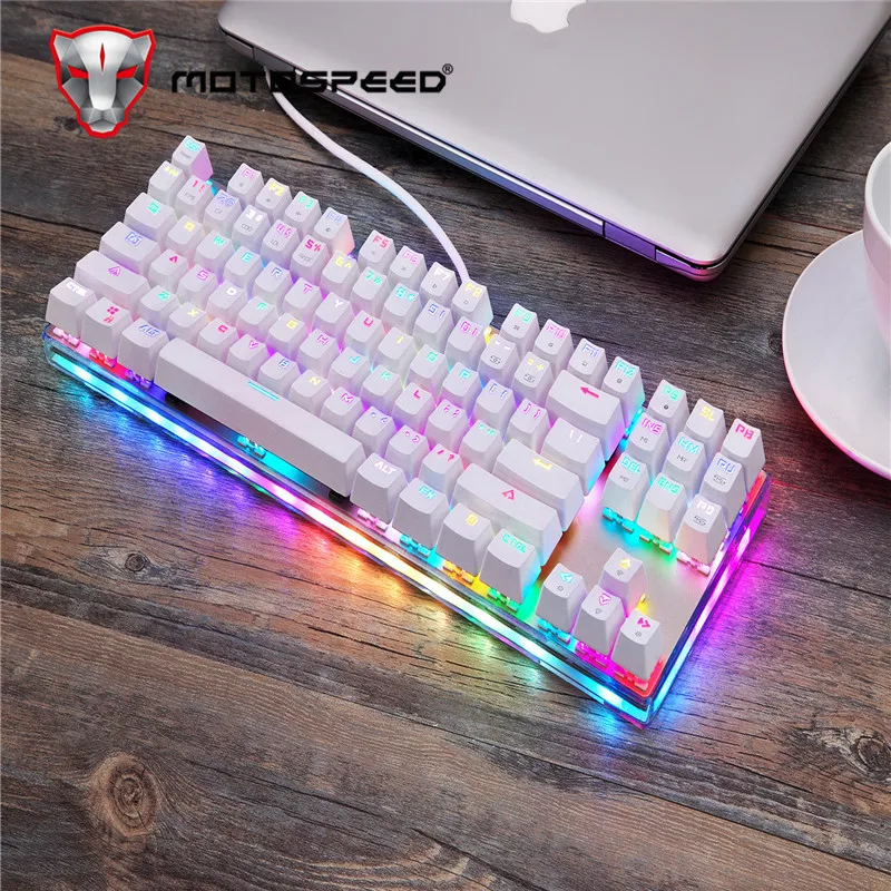 Оригинальная игровая механическая клавиатура Motospeed K87S, проводная USB 87 клавиш с RGB подсветкой, красный/синий переключатель для ПК, компьютера, геймера