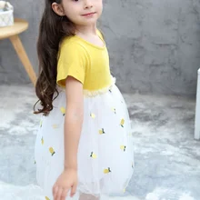 Летнее Детское кружевное платье для девочек, платья на день рождения для маленьких девочек, Vestido, милое платье принцессы на день рождения, одежда для детей с ананасом