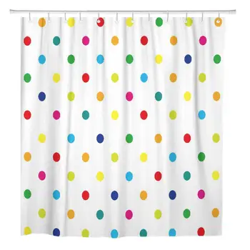 

Shower Curtain Geometric Colorful Rainbow Polka Dot Home Bathroom Decor Polyester Fabric Waterproof Set with Hooks