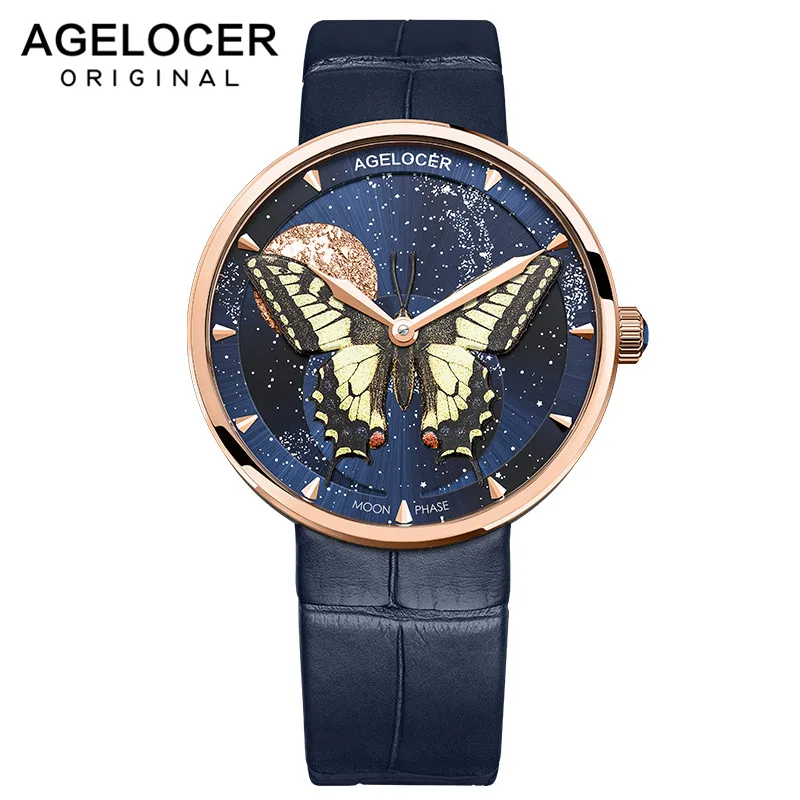 AGELOCER настоящие часы Moonphase женские швейцарские роскошные Лидирующий бренд
