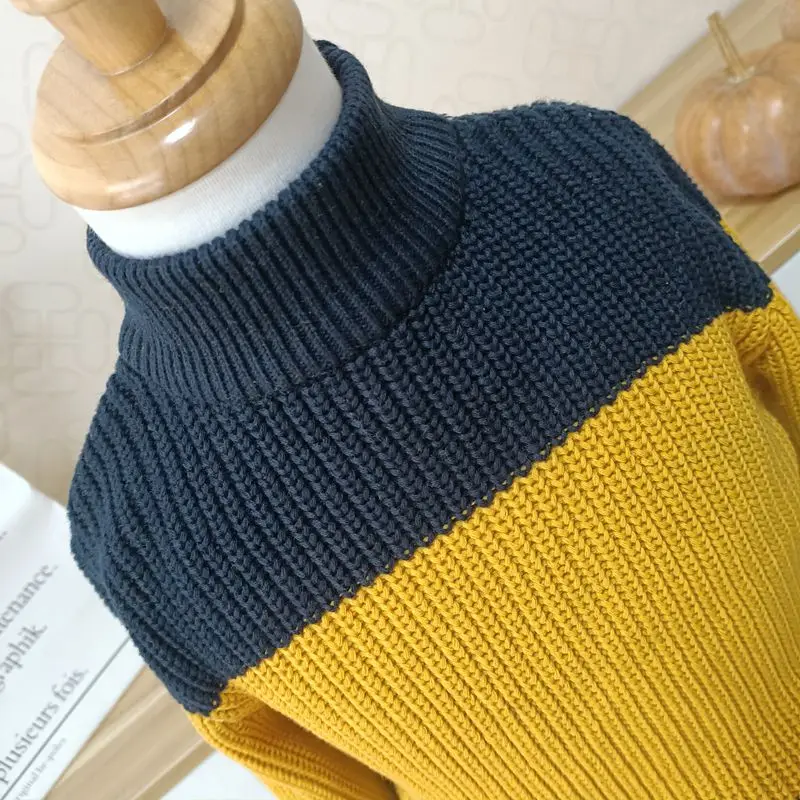 Autumn Winter Cotton Sweater Top Baby Children's Clothing Boys Girls Turtleneck Knitted Sweater Kids Spring Wear New