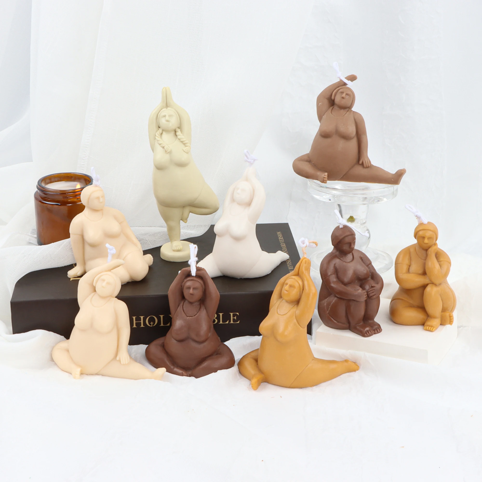 Yoga Women Candle Silicone Mold Plaster Aromatherapy Decoration Torso Soy Wax Sports Ornaments 3D DIY