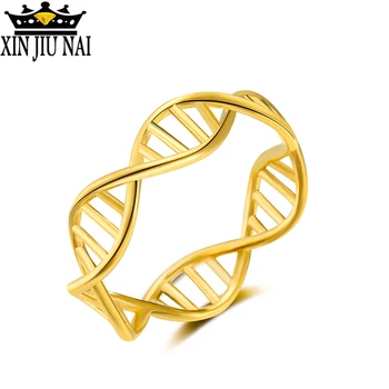 

2020 new hot selling simple wild fashion Hollow network celebrities with the same life DNA double spiral yellow female gold ring