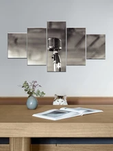  5Panel HD Printed The KTV microphone Retro classic wall posters Print On Canvas Art Painting For home living room decoration 